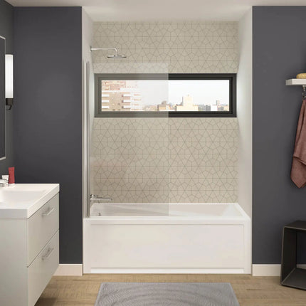 Axial 30 x 55 ½ in. 6 mm Tub Screen for Alcove Installation with Clear glass in Chrome - Plumbing Market