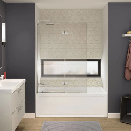 Axial Duo 42 x 58 in. 8 mm Pivot Tub Screen for Alcove Installation with Clear glass in Brushed Nickel - Plumbing Market