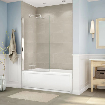 Axial Square 34 x 58 in. 8 mm Tub Screen for Alcove Installation with Clear glass in Brushed Nickel - Plumbing Market