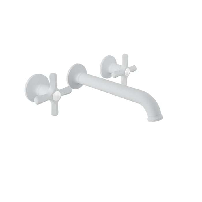 Baril BEAUMONT B20 Two Handles Wall-Mounted Lavatory Faucet, Drain Not Included B20-8042-00L in White