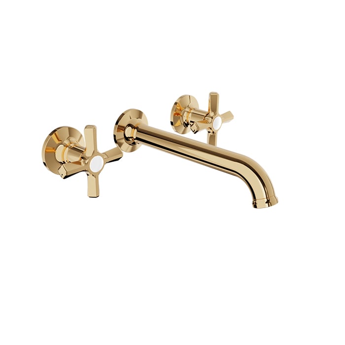 Baril BEAUMONT B20 Two Handles Wall-Mounted Lavatory Faucet, Drain Not Included B20-8042-00L in Gold