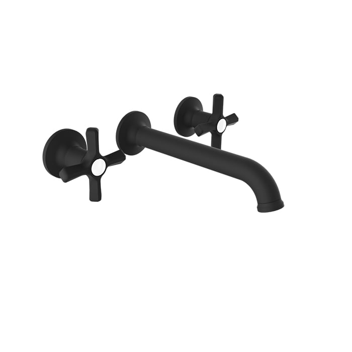 Baril BEAUMONT B20 Two Handles Wall-Mounted Lavatory Faucet, Drain Not Included B20-8042-00L in Matte Black