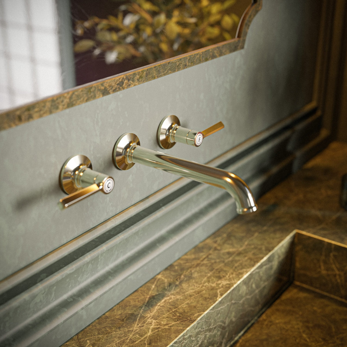 Baril BEAUMONT B20 Trim Only for Two Handles Wall-Mounted Lavatory Faucet, Drain Not Included T20-8044-00L (Baril photo)
