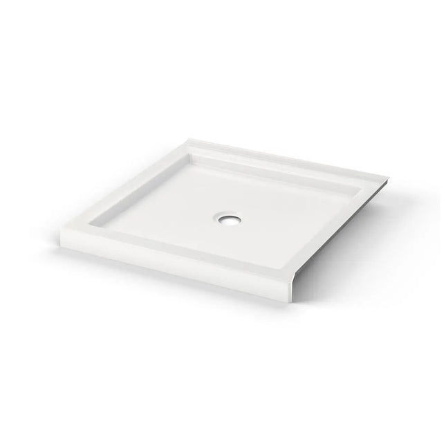 B3Round 3636 Acrylic Corner Left or Right Shower Base in White with Center Drain - Plumbing Market