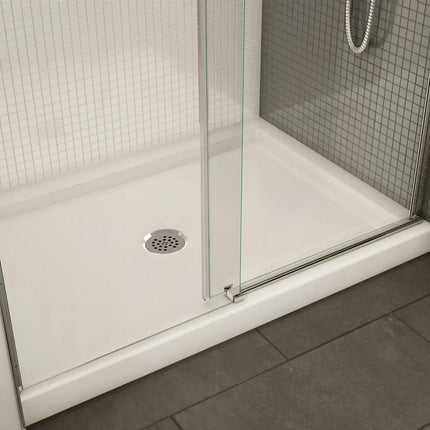 B3Round 4832 Acrylic Alcove Shower Base in White with Center Drain - Plumbing Market