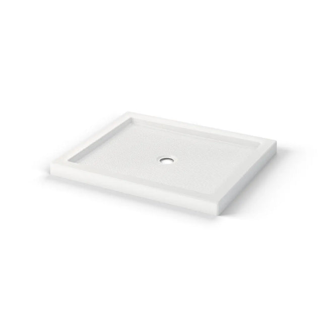 B3Round 4842 Acrylic Alcove Shower Base in White with Anti-slip Bottom with Center Drain - Plumbing Market
