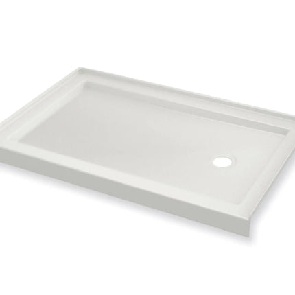 B3Round 6034 Acrylic Alcove Shower Base in White with Anti-slip Bottom with Center Drain - Plumbing Market
