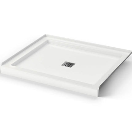 B3Square 4236 Acrylic Alcove Shower Base in White with Center Drain - Plumbing Market