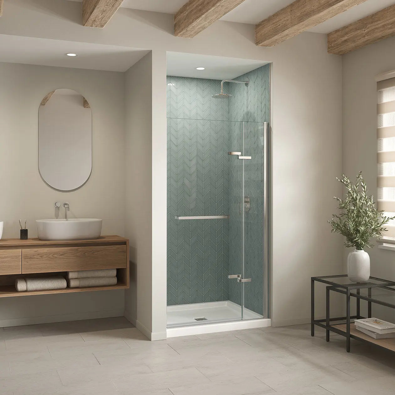 B3Square 4236 Acrylic Alcove Shower Base in White with Center Drain - Plumbing Market
