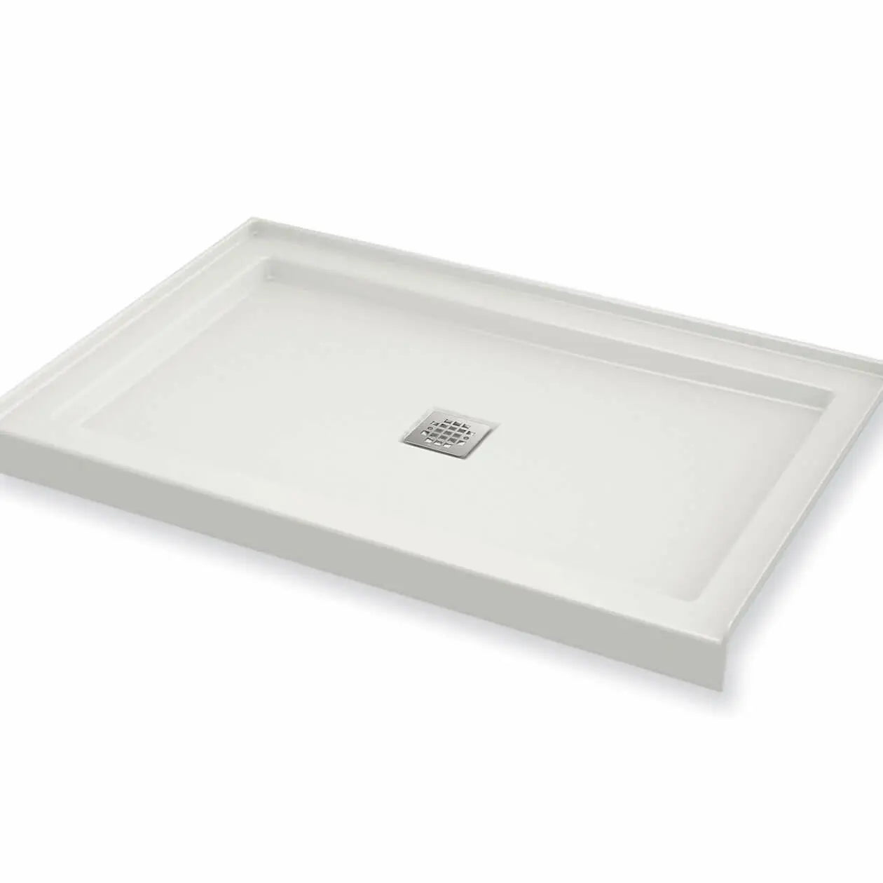 B3Square 4832 Acrylic Alcove Shower Base in White with Center Drain - Plumbing Market