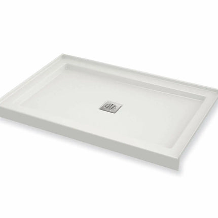 B3Square 4836 Acrylic Alcove Shower Base in White with Center Drain - Plumbing Market