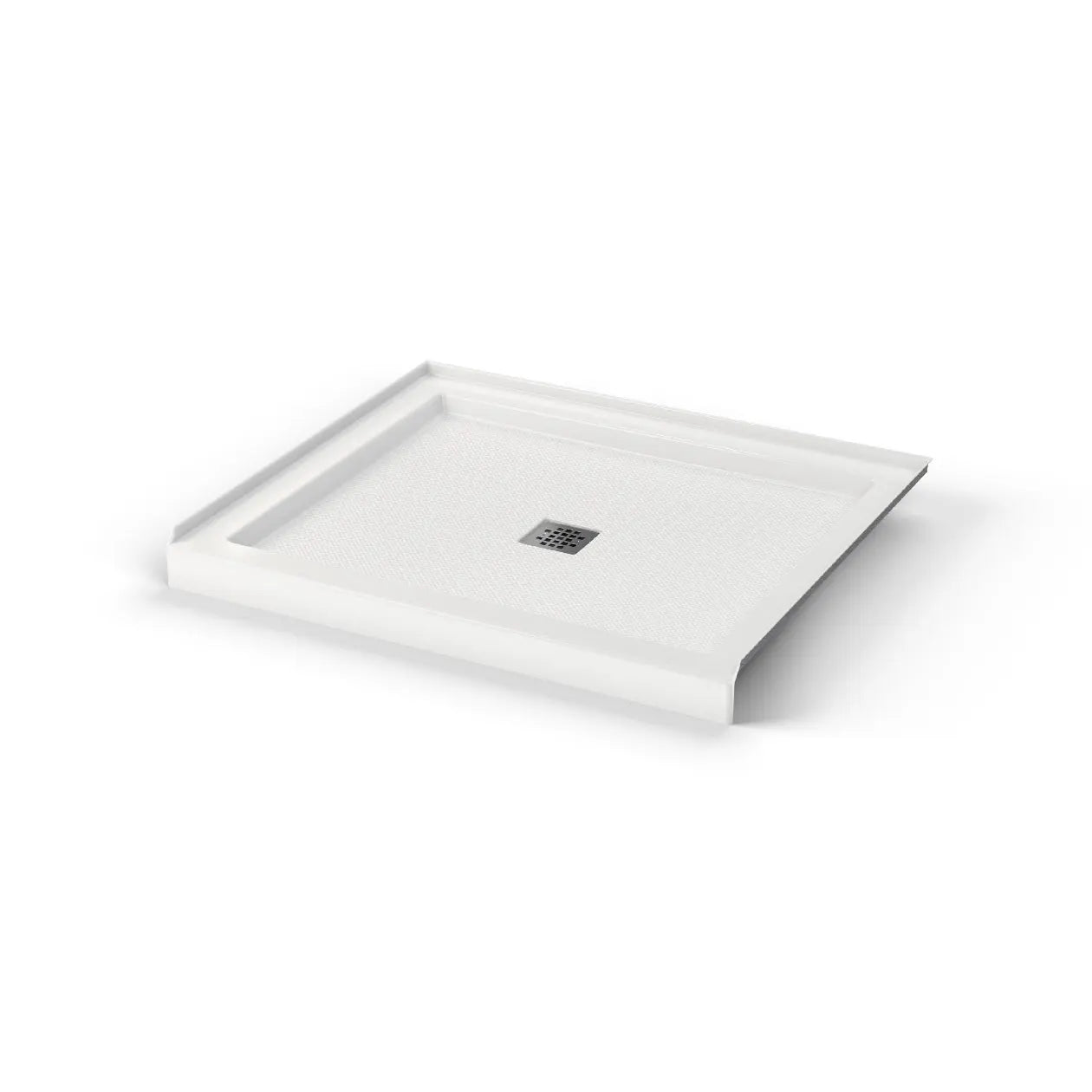 B3Square 4842 Acrylic Alcove Shower Base in White with Anti-slip Bottom with Center Drain - Plumbing Market