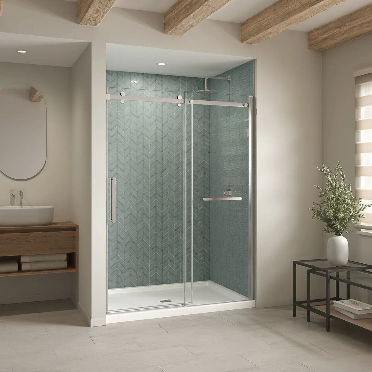 B3Square 6042 Acrylic Alcove Shower Base in White with Center Drain - Plumbing Market