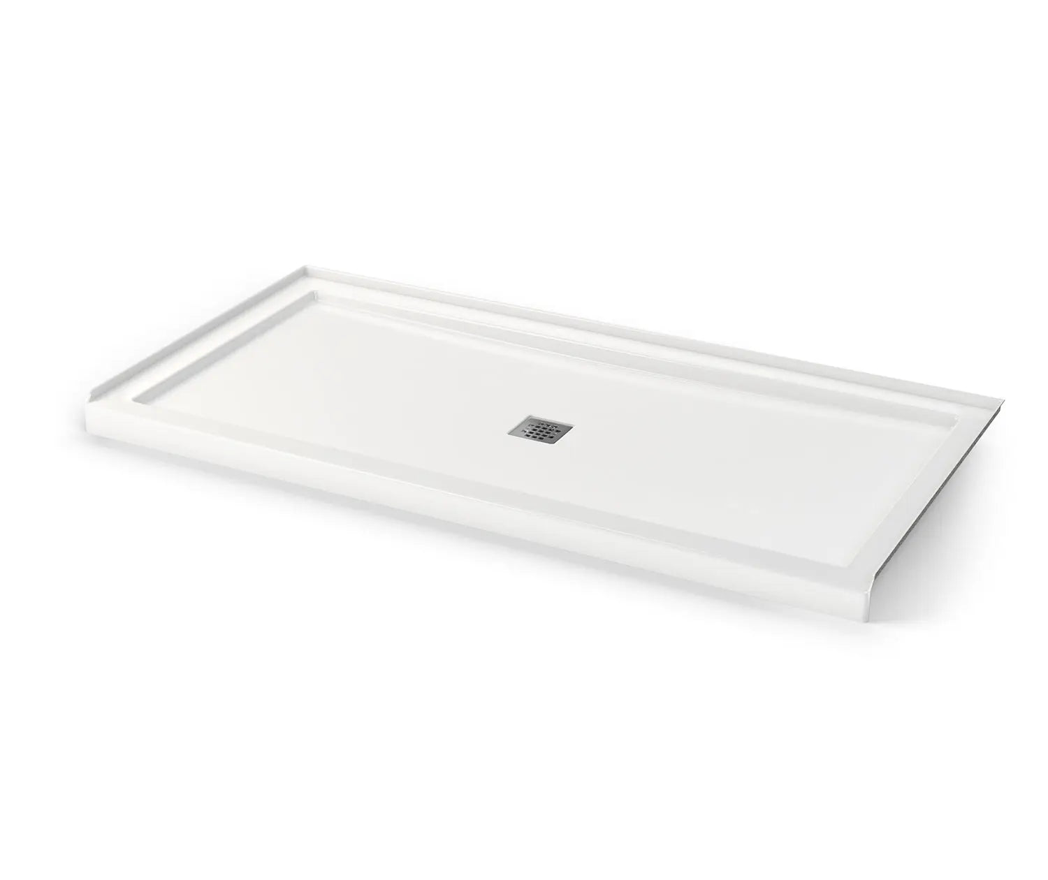 B3Square 7236 Acrylic Alcove Shower Base in White with Center Drain - Plumbing Market