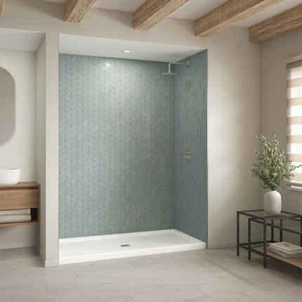 B3Square 7236 Acrylic Alcove Shower Base in White with Center Drain - Plumbing Market