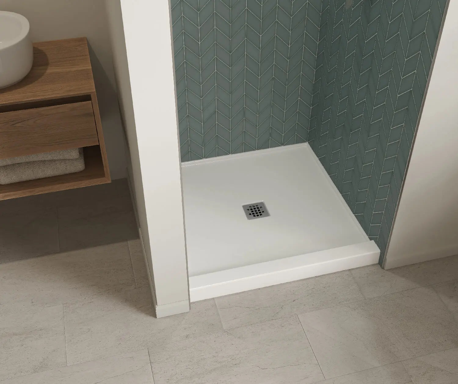 B3X 3636 Acrylic Alcove Shower Base with Center Drain in White - Plumbing Market