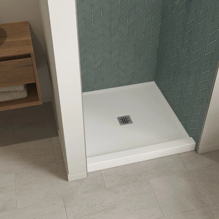 B3X 3636 Acrylic Alcove Shower Base with Center Drain in White - Plumbing Market