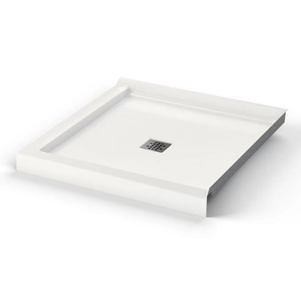 B3X 3636 Acrylic Corner Left or Right Shower Base with Center Drain in White - Plumbing Market