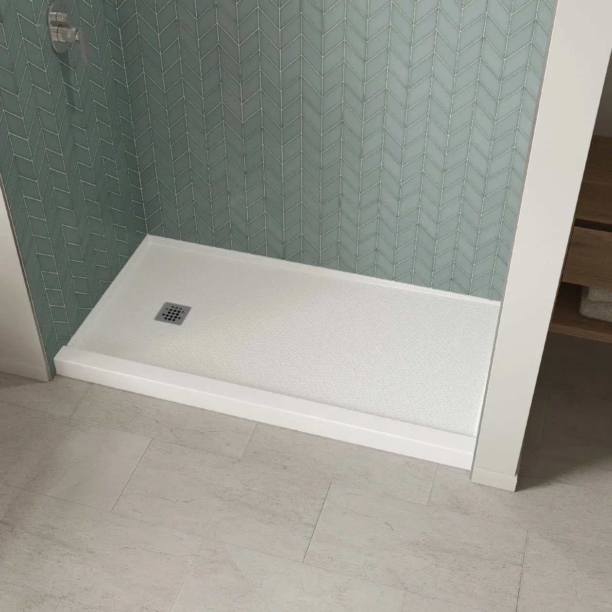 B3X 6032 Acrylic Alcove Shower Base with Left-Hand Drain in White - Plumbing Market