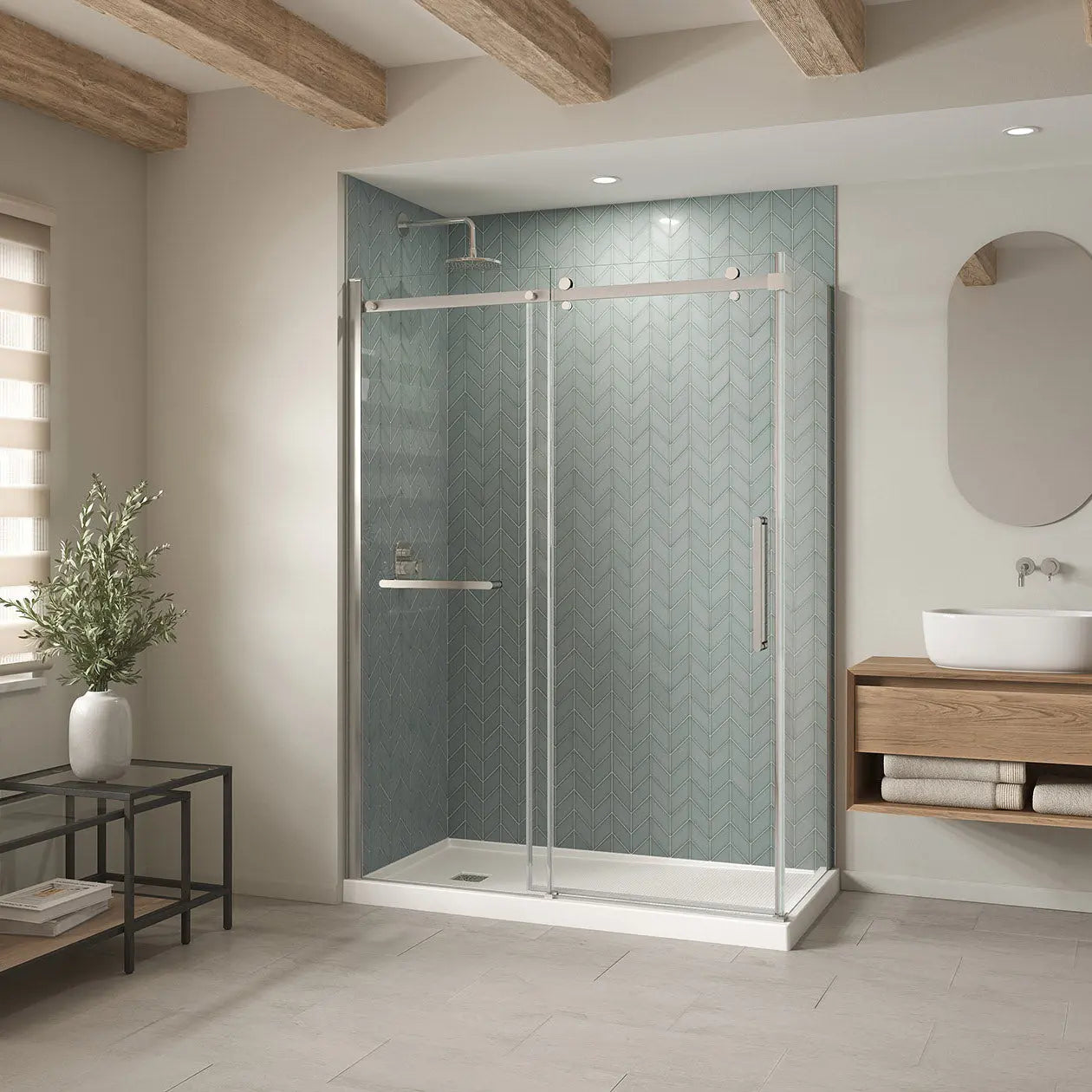B3X 6032 Acrylic Corner Left Shower Base with Left-Hand Drain in White - Plumbing Market