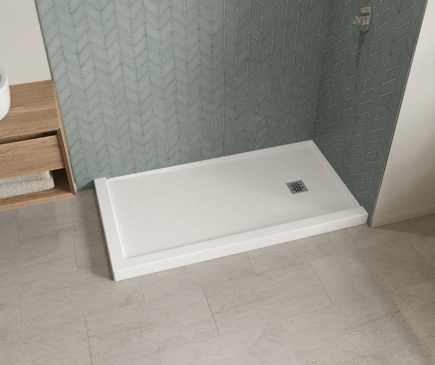 B3X 6032 Acrylic Corner Right Shower Base with Right-Hand Drain in White - Plumbing Market