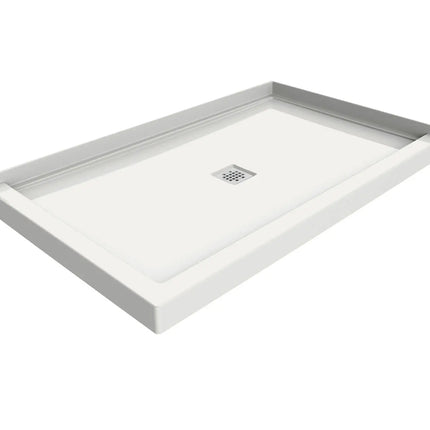 B3X 6036 Acrylic Corner Right Shower Base with Center Drain in White - Plumbing Market