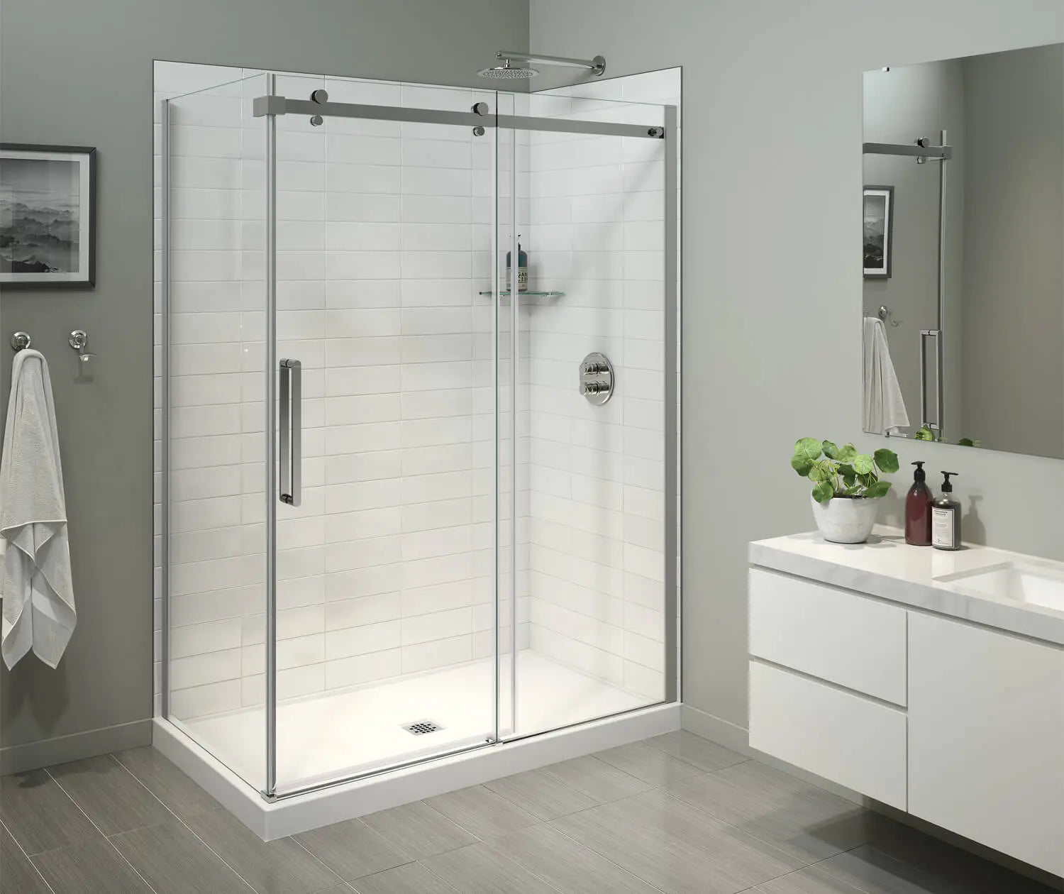 B3X 6036 Acrylic Corner Right Shower Base with Center Drain in White - Plumbing Market