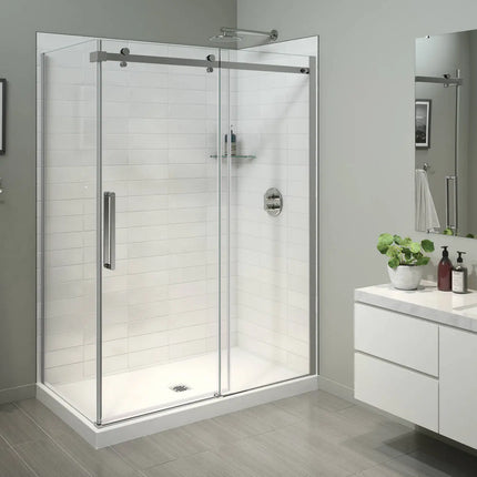 B3X 6036 Acrylic Corner Right Shower Base with Center Drain in White - Plumbing Market