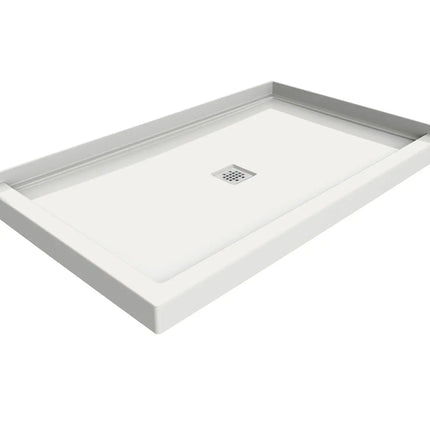 B3X 6036 Acrylic Corner Right Shower Base with Center Drain in White - Plumbing Market