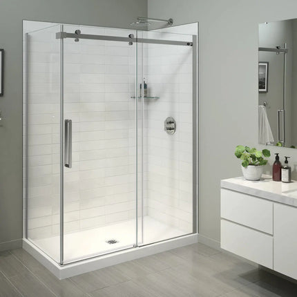 B3X 6036 Acrylic Corner Right Shower Base with Center Drain in White - Plumbing Market
