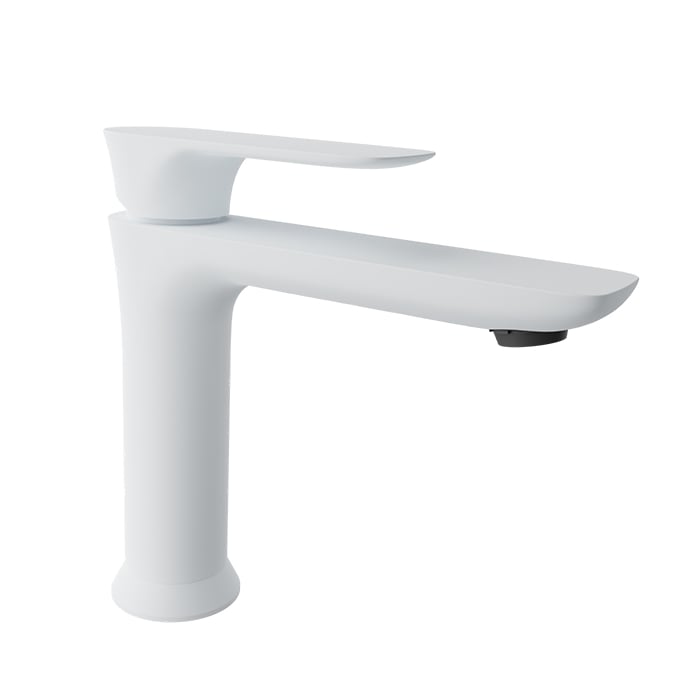 Baril SENS B45 Single-Hole Lavatory Faucet, Drain Included B45-1010-1PL in White