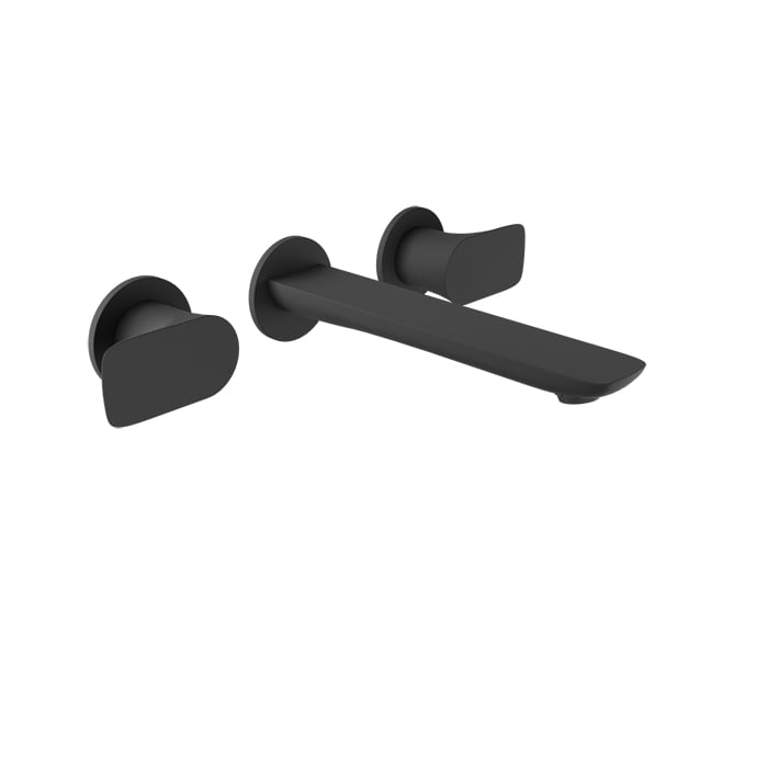 Baril SENS B45 Two Handles Wall-Mounted Lavatory Faucet, Drain Not Included B45-8041-00L in Matte Black