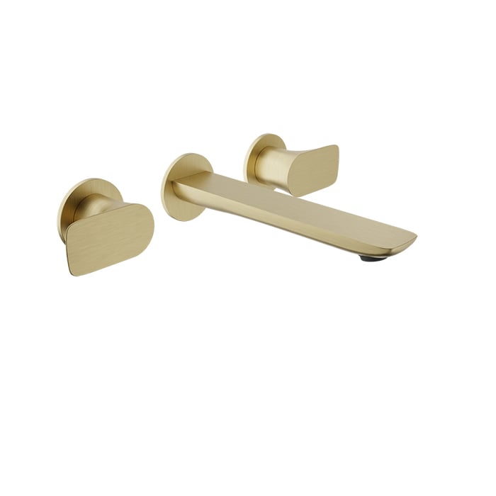 Baril SENS B45 Two Handles Wall-Mounted Lavatory Faucet, Drain Not Included B45-8041-00L in Satin Brass