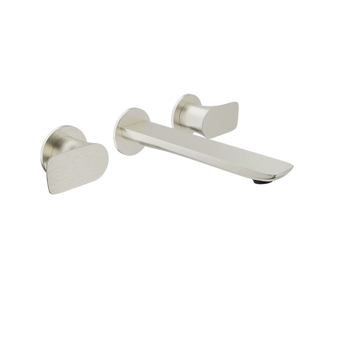 Baril SENS B45 Two Handles Wall-Mounted Lavatory Faucet, Drain Not Included B45-8041-00L in Brushed Nickel