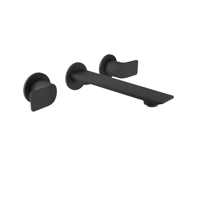 Baril PROFILE B46 Two Handles Wall-Mounted Lavatory Faucet, Drain Not Included B46-8041-00L in Matte Black