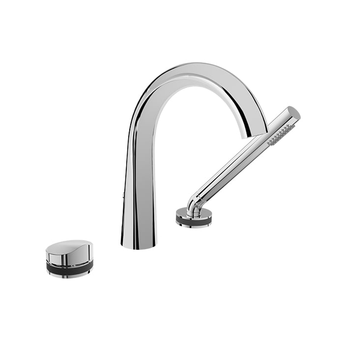 Baril FLORA B47 3-piece Tub Filler with Hand Shower B47-1349-00 in Chrome / Smokey