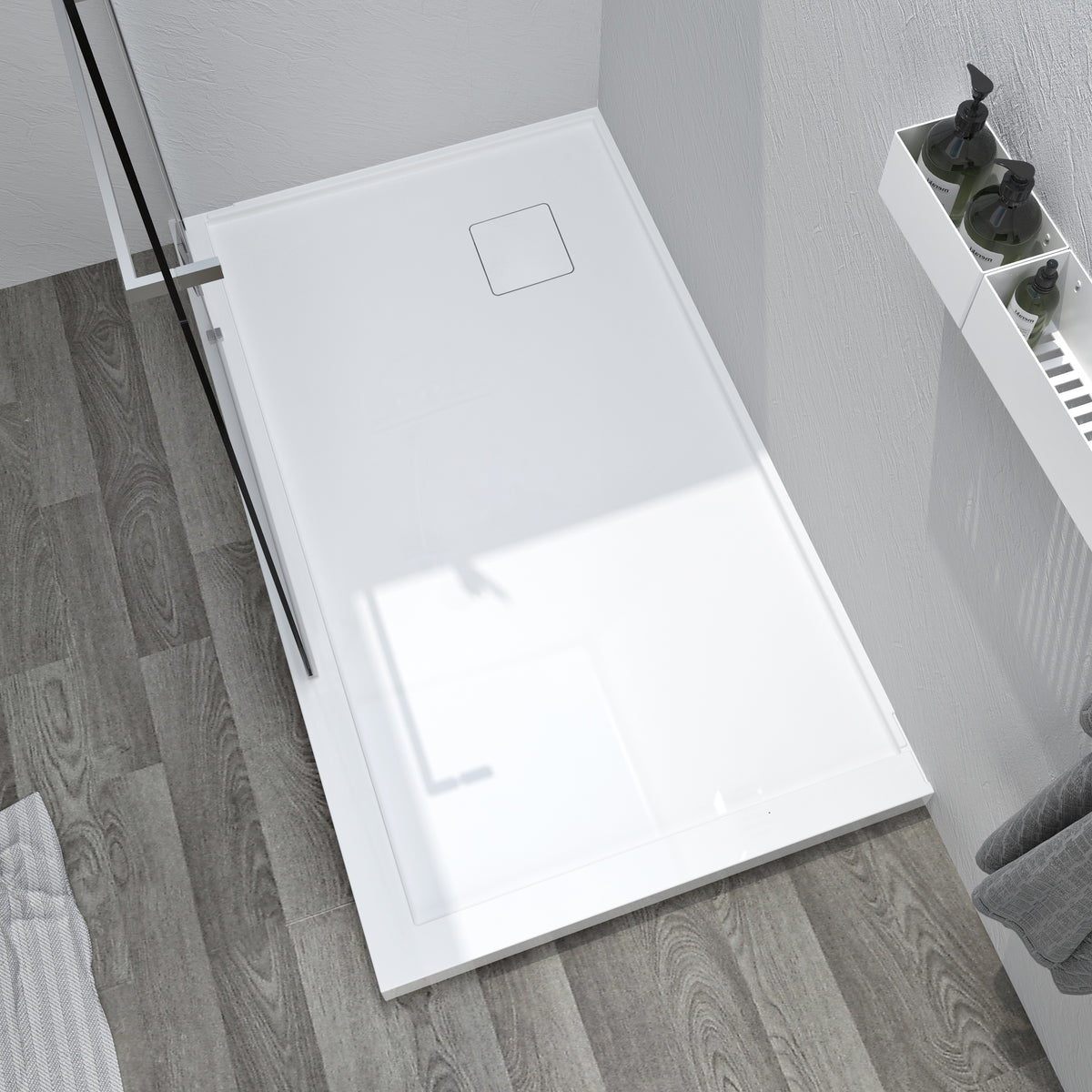 Zitta Magnetic cover cap Shower base 60 x 36, in a corner with drain in a corner, wall on the left side, in matte white B6036NRELL5