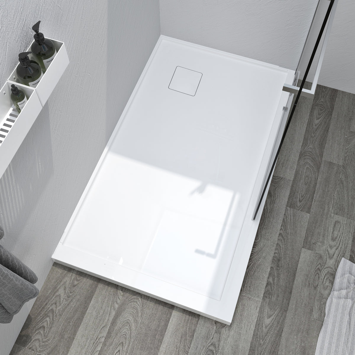 Zitta Magnetic cover cap Shower base 60 x 36, in a corner with drain in a corner, wall on the right side, in matte white B6036NRERR5