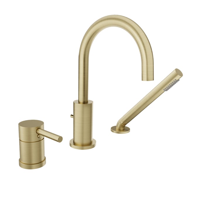 Baril ZIP B66 3-piece Tub Filler with Hand Shower B66-1369-03 in Satin Brass