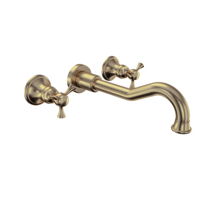 Baril EVA B71 Two Handles Wall-Mounted Lavatory Faucet, Drain Not Included B71-8041-00L in Warm Gold