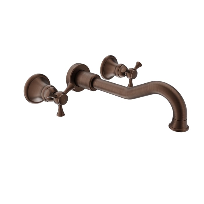 Baril EVA B71 Two Handles Wall-Mounted Lavatory Faucet, Drain Not Included B71-8041-00L in Venetian Bronze