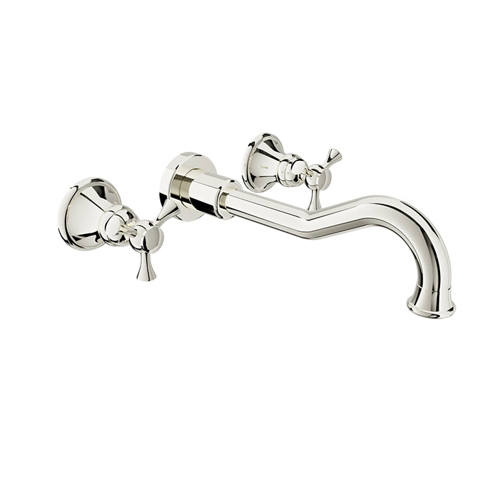 Baril EVA B71 Two Handles Wall-Mounted Lavatory Faucet, Drain Not Included B71-8041-00L in Polished Nickel