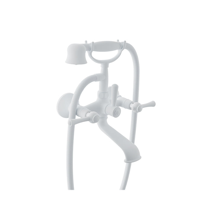 Baril TRADITION B72 Wall-Mounted Tub Faucet with Hand Shower B72-1201-01 in White