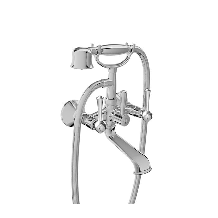 Baril TRADITION B72 Wall-Mounted Tub Faucet with Hand Shower B72-1201-01 in Chrome