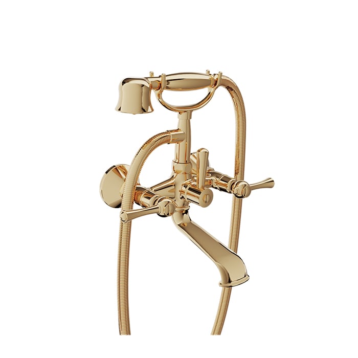 Baril TRADITION B72 Wall-Mounted Tub Faucet with Hand Shower B72-1201-01 in Gold