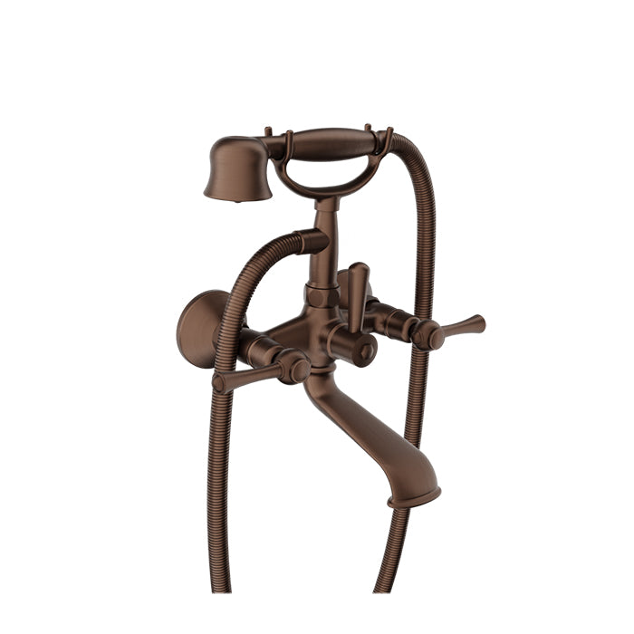 Baril TRADITION B72 Wall-Mounted Tub Faucet with Hand Shower B72-1201-01 in Venetian Bronze
