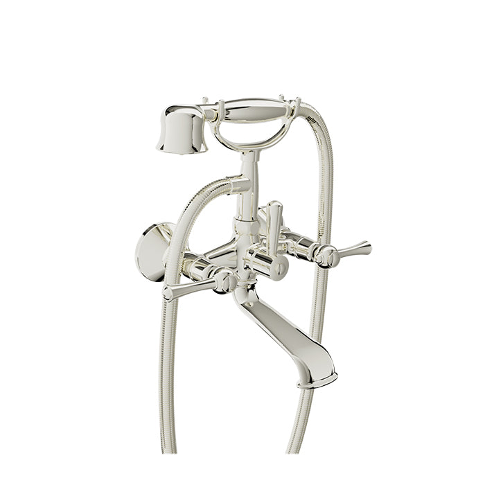 Baril TRADITION B72 Wall-Mounted Tub Faucet with Hand Shower B72-1201-01 in Polished Nickel