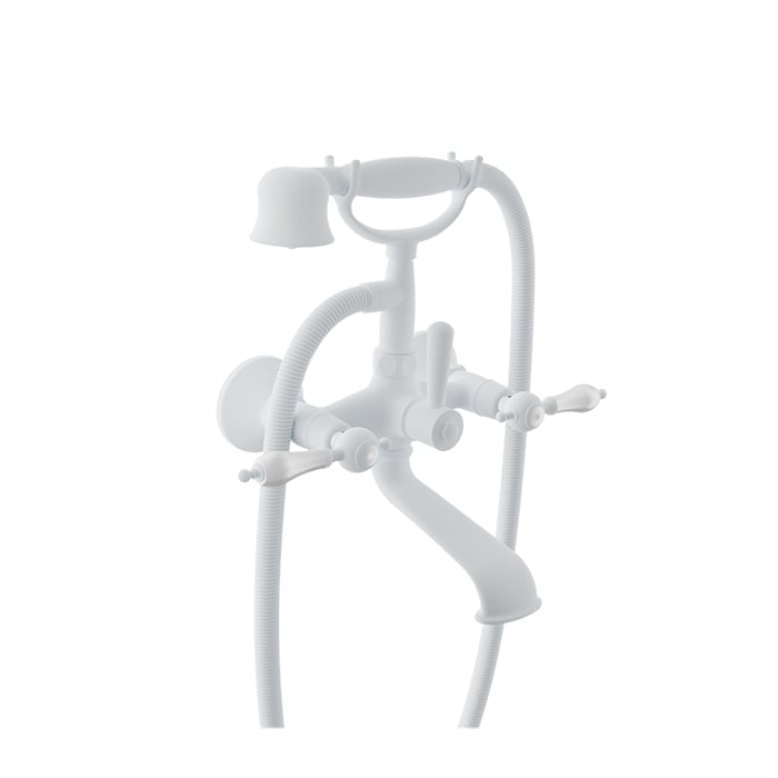 Baril VICTOIRE B74 Wall-Mounted Tub Faucet with Hand Shower B74-1201-01 in White