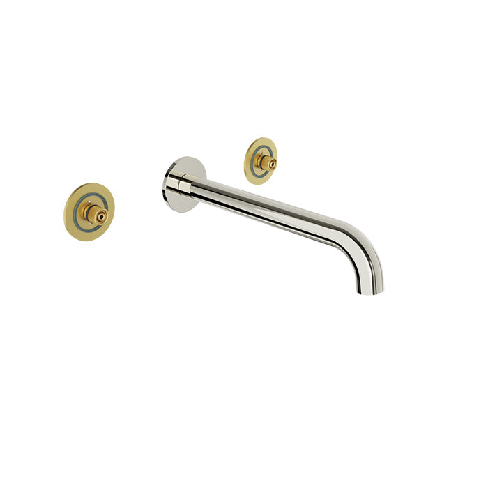 Baril AIR B80 Two Handles Wall-Mounted Lavatory Faucet (without Handle), Drain Not Included B80-8042-00L in Polished Nickel