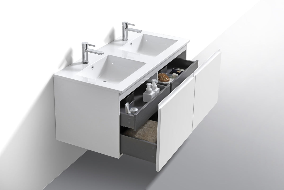 KUBEBATH 48″ BALLI MODERN BATHROOM VANITY - Double Sink - Gloss White (BALLI48D-GW) view 5